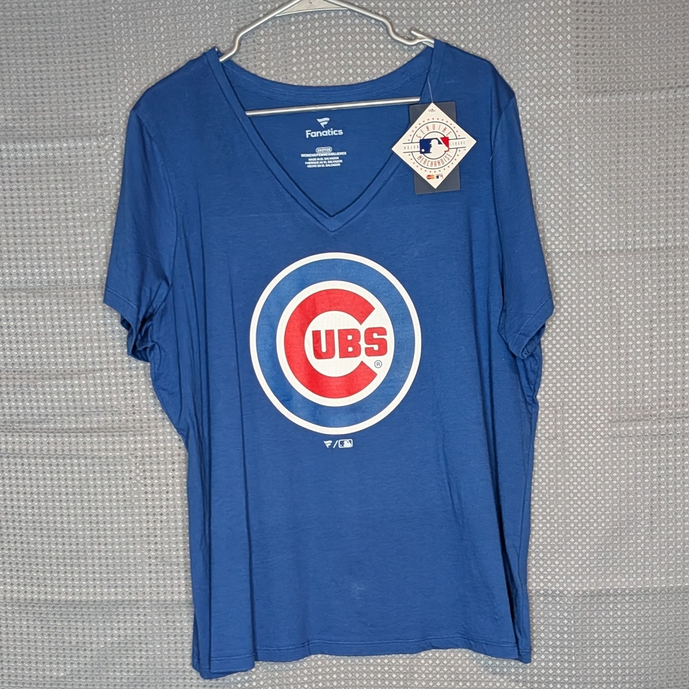 Chicago Cubs Blue Women's V-Neck T-Shirt